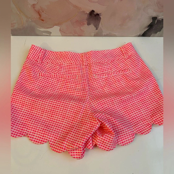 ! Lilly Pulitzer Buttercup Scallop Short Hot pink gingham 2 - Picture 2 of 5